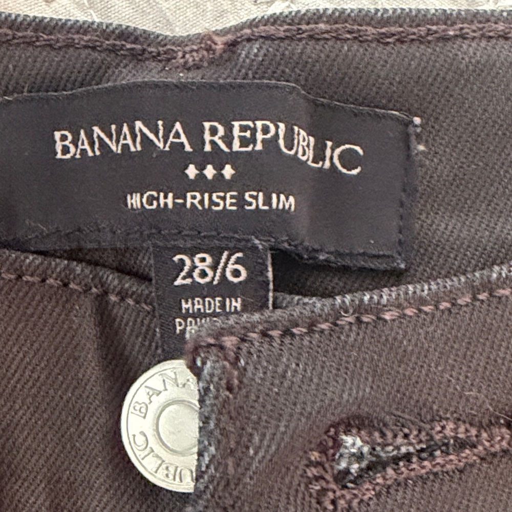 Banana Republic Chocolate Brown Jeans Size 28/6 High-Rise Slim Cut❤️ - Picture 2 of 7